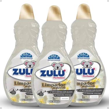 Imagem de Kit Coala Zulu Perfumes: 3 Limpadores Perfumados Chá Branco 1L
