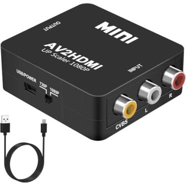 Imagem de DigitConvert Adaptador RCA para HDMI, conversor AV para HDMI, mini RCA 1080p composto CVBS conversor de áudio e vídeo suporta PAL/NTSC compatível com PC/laptop/Xbox/PS4/TV/STB/VHS/VCR/Blue-Ray
