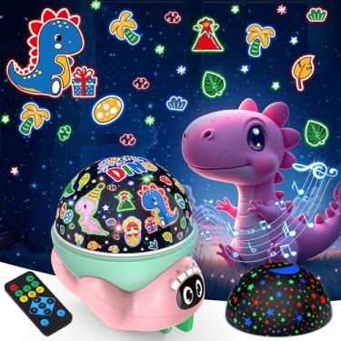 Imagem de VANSHINIEER Projetor De Luz Noturna Dinossauro Para Crianças, Brinquedos Rosa Meninos, Luzes Estrelas Com Música E Temporizador, Controle Remoto Lâmpada Que Muda Cor 17 Modos, Presente Natal Anivers