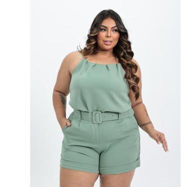Imagem de Conjunto Alfaiataria Feminino Plus Size Blusa Short E Cinto - Dinamoti