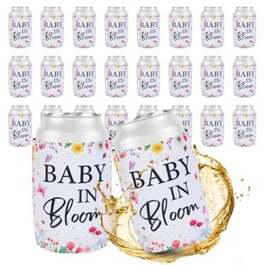 Imagem de Serencatcher Decorações Para Chá De Bebê Com Flores Silvestres, 24 Peças Latas Térmicas Florais Em Flor, Porta-Cervejas Neoprene, Suprimentos Temáticos