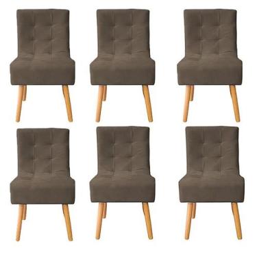 Imagem de Kit 6 Cadeiras Poltrona Sala de Jantar Penteadeira Reforçada Decorativ