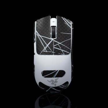 Imagem de Hokeyio Fita aderente para Razer Viper V3 Pro - antiderrapante, controle aprimorado, resistência ao suor, melhora a aderência FPS para jogos e proteção do mouse [pré-corte] preto e branco