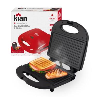 Imagem de Sanduicheira Elétrica Grill Antiaderente Preta 220V Kian, 220V