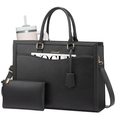 Imagem de Sacola para laptop LOVEVOOK Leather Office Work 15,6" preta