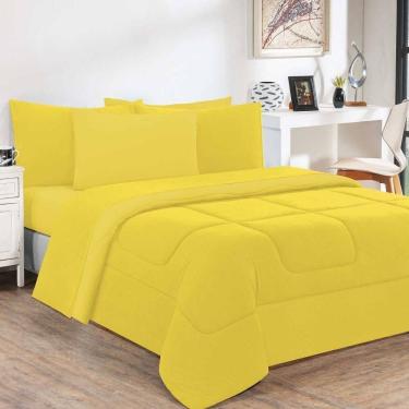 Imagem de Kit Edredom Malha 100% Algodão Gran Moratta 3 Peças Casal - Amarelo-amarelo