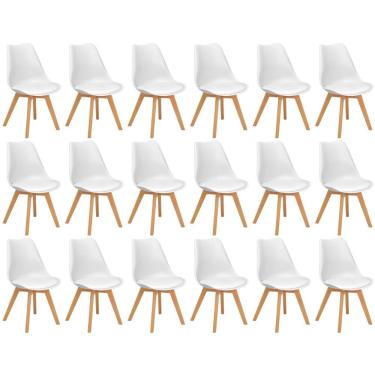 Imagem de Conjunto 18 Cadeiras De Jantar Eames Wood Leda Design Estofada - Branco