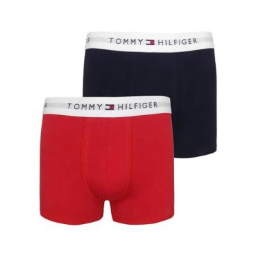 Imagem de Cueca Tommy Hilfiger Cotton Stretch Boxer Trunk Vermelha/Marinho Pack 