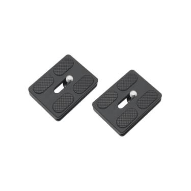 Imagem de JianLing 2 peças de placa de liberação rápida para câmera PU50 50 mm alumínio tripé bola cabeça base placa de liberação rápida para gravador DSLR Tonearm interface 1/4 parafuso dispositivo preto