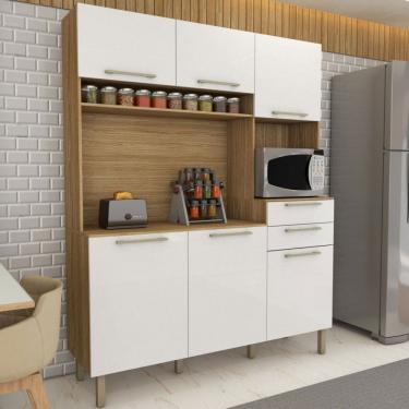 Imagem de Cozinha Compacta Montano 6 Portas 2 Gavetas Freijó/Supremo - Panorama Móveis