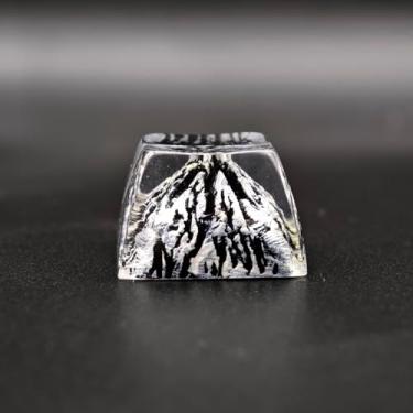 Imagem de Rturbraz Personalidade Artisan Keycap, capa transparente personalizada de resina Snowy Mountain para teclado mecânico Mx Switches (preto translúcido)
