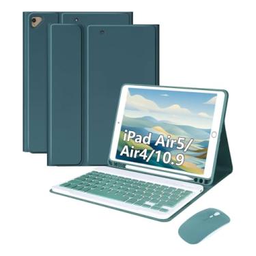 Imagem de Capa Para iPad Air 4ª Air 5ª Geração (a2316) + Smart Keyboard+Mouse (Dark Night Green)