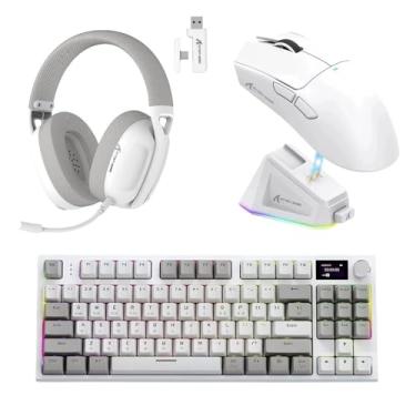 Imagem de Combo Gamer Attack Shark Headset L80, Teclado Mecânico K86 e Mouse X11 - RGB, Branco
