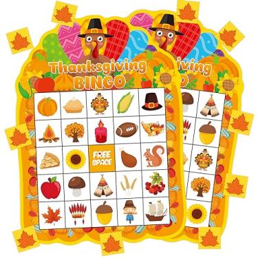 Imagem de TENDFINE 24 Players Thanksgiving Bingo Game Cards for Kids Thanksgiving Party Games Thanksgiving School Classroom Games Thanksgiving Crafts Board Games for Classroom Family Activity