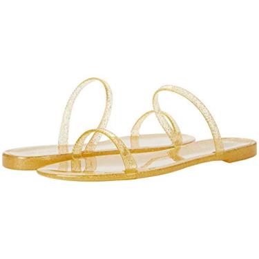 Imagem de Stuart Weitzman Chinelos Sawyer Femininos, Dourado, 5