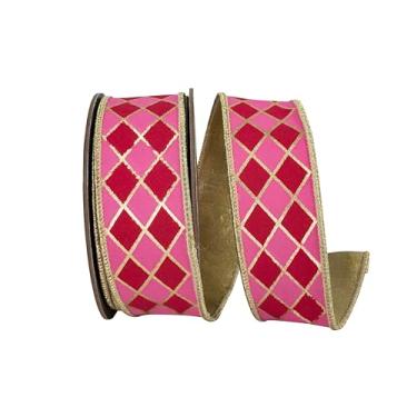 Imagem de Reliant Ribbon Diamond Elite Metallic Outline Deluxe Wired Edge Ribbon, fúcsia/rosa