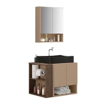 Imagem de Gabinete Troia Cuba Dalla Preta Torneira Inox Valvula Click - Loja Doc