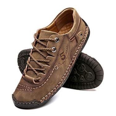 Imagem de alcubieree Sapatos Casuais De Couro Masculinos, Tênis Confortáveis Da Moda, Mocassins, Sapatos Leves Para Dirigir E Caminhar Para Homens (Tamanho 7,5-13) Marrom