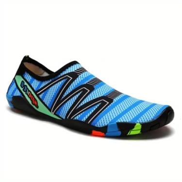 Imagem de Sapatilha Aquática Unissex, Ideal para Mergulho, Natação, Trilha, Esportes Náuticos, Multicolorida (Preto-Celeste, BR, Adulto, Numérico, 34)