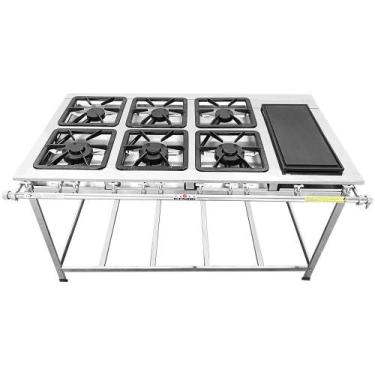 Imagem de Fogão Serv Kenok Inox 6 Bocas 3 Duplas com Bifeteira Baixa Pressão FBS