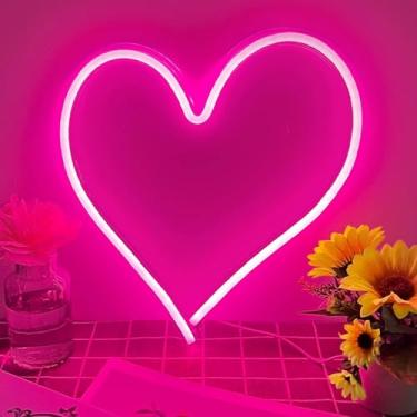 Imagem de Sinais de neon, placa de neon de acrílico com coração LED para quarto, luz neon com coração romântico alimentada por USB para decoração de parede, quarto das crianças, viver, casamento, festa, presente de dia dos namorados