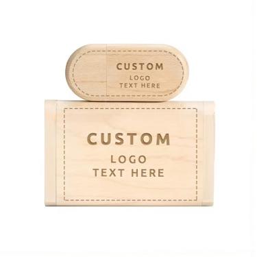 Imagem de Pen drive USB de madeira personalizado, pacote com 100 unidades de pen drive personalizado USB 2.0, ideal para negócios, educação, corporações e organizações sem fins lucrativos (512 MB, com caixa de