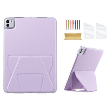 Imagem de Dteck Capa traseira para iPad Pro de 13 polegadas (M4) versão 2024 para tablet com suporte dobrável, com 2 películas protetoras de tela e 1 caneta Stylus, capa protetora ultrafina e leve de couro PU