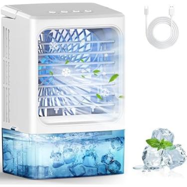 Imagem de Condicionadores de Ar Portáteis, Ar Condicionado Pequeno Atualizado Refrigerador de Ar Pessoal Mini Refrigerador Evaporativo 3 Velocidade do Vento Portátil Pequeno AC com 7 Luzes Noturnas para Sala