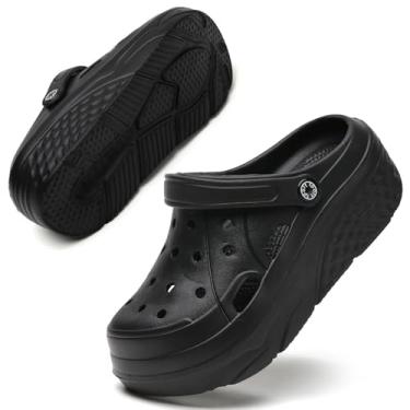 Imagem de SECHRITE Tamancos Femininos Plataforma, Sapatos De Jardim Com Tira, À Prova D'Água, Sem Cadarço, Sandálias Praia, Piscina, Mules Verão, Chinelos Para Casa, Água, Preto, Borboleta, 42