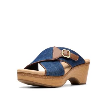Imagem de Clarks Sandália feminina de salto Seannah Nora, Jeans escuro, 7.5 Wide