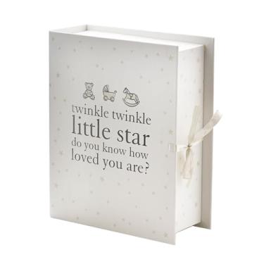 Imagem de Happy Homewares Linda caixa de lembrança decorativa Bambino Juliana com gavetas - Twinkle Twinkle Little Star - Perfeita para armazenar o primeiro dente ou cachos do bebê