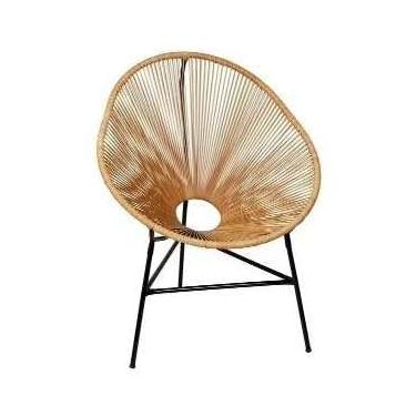 Imagem de Cadeira Acapulco Oval, Fibra Sintética, Estrutura em Aço Carbono, Pés com Borracha, cor Amêndoa