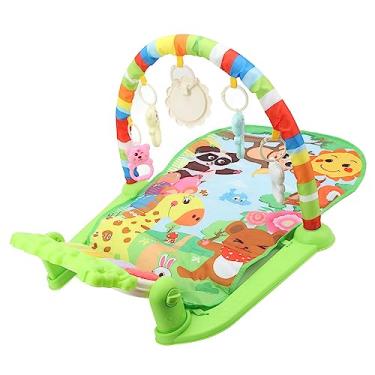 Imagem de ZJchao Musical Baby Gyms Tocam Tapetes de Academia Alimentada por Bateria Com Piano de Chute e 5 Brinquedos Destacáveis para Bebês de 0 a 12 Meses Verde