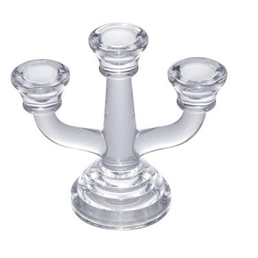 Imagem de Candelabro Sofisticado Castiçal de Vidro Para 3 Velas 14x7x13cm