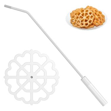 Imagem de Molde Bunuelos com alça, conjunto de ferro timbale de roseta, ferro de roseta de alumínio com alça, moldes de waffle destacáveis, anel de bolo de funil, ferramenta de cortador de biscoito de roseta