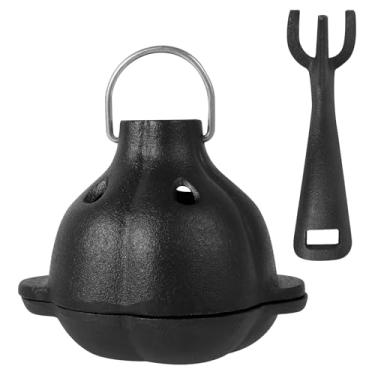 Imagem de Fumador de ferro fundido, torrador, alho, escala, padeiro, cofre de alho, panela de assar, mini padeiro de batata com alça para batata, carne, sobremesa, cozinha