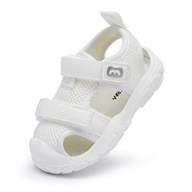 Imagem de BMCiTYBM Sandálias De Verão Fechadas Para Meninos E Meninas, Sapatos Leves E Antiderrapantes Para Primeiros Passos, Tênis Branco Para Bebês De 6, 9, 12, 18 E 24 Meses, Tamanho 18 A 24 Meses