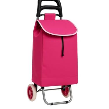 Imagem de Carrinho de compras supermercado mercado reforçado saco de isolamento dobrável, suporte de carga 30 kg, economia de trabalho e prático(ROSA)