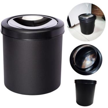 Imagem de Lixeira Pia Banheiro Cozinha Tampa Basculante 5 litros Preto Cesto de 