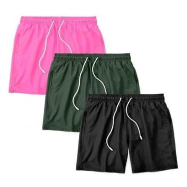 Imagem de Kit 3 Shorts Bermuda Masculino Tactel Liso Praia Academia-Masculino