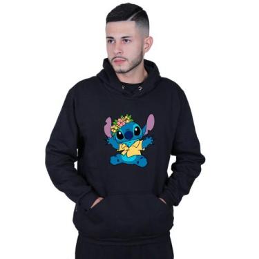Imagem de Moletom Unissex Canguru Lilo Stitch Hawaiano - Lafre, Preto, G