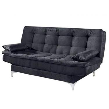 Imagem de Sofá Cama Agatha Casal 3 Lugares com Encosto Reclinável Cor Preto  - E