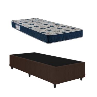 Imagem de Cama Base Box Solteiro Marrom Colchão ISO 60 D28 - Ortobom