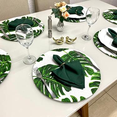 Imagem de Sousplat 8 Capas 8 Bases MDF 35 cm 8 Guardanapos e 8 Porta Guardanpos (Verde Guard Verde)