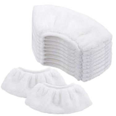 Imagem de ZJRDYYK Pacote com 10 almofadas de esfregão a vapor para limpeza a vapor portátil, panos de microfibra universais para limpador a vapor portátil, acessórios de pano a vapor laváveis, acessórios de