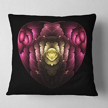 Imagem de Designart Arte digital de coração isolado com flor fractal para sala de estar, sofá, enchimento de almofada de alta qualidade + capa de almofada impressa em ambos os lados 40,64 x 40,64 cm