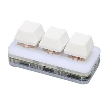 Imagem de Teclado de Programação Macro, Função de Memória Padrão OSU Suporta Hot Swap USB 3 Teclas Mini Teclado Multifuncional RGB LED Retroiluminação para Escritório (Branco)