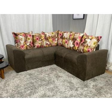 Imagem de Sofá Canto Marrom com Floral 603/66 Belo - Alpoim