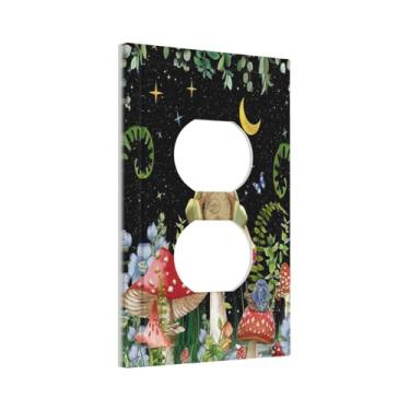 Imagem de Cogumelo, boho, lua, estrelas, estética, floral, engraçado, sapo, capas decorativas para interruptores de luz única, receptáculo elétrico, placa de parede, tomada de luz para decoração de casa