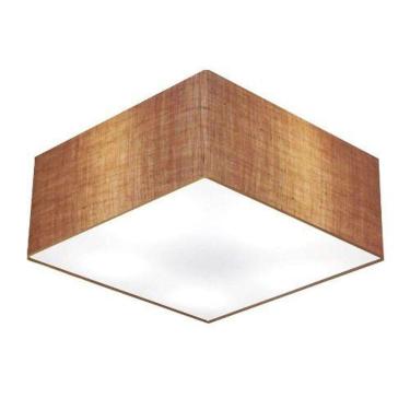 Imagem de Plafon Quadrado Vivare Md-3053 Cúpula Em Tecido 21/60x60cm - Bivolt Palha 127/220v